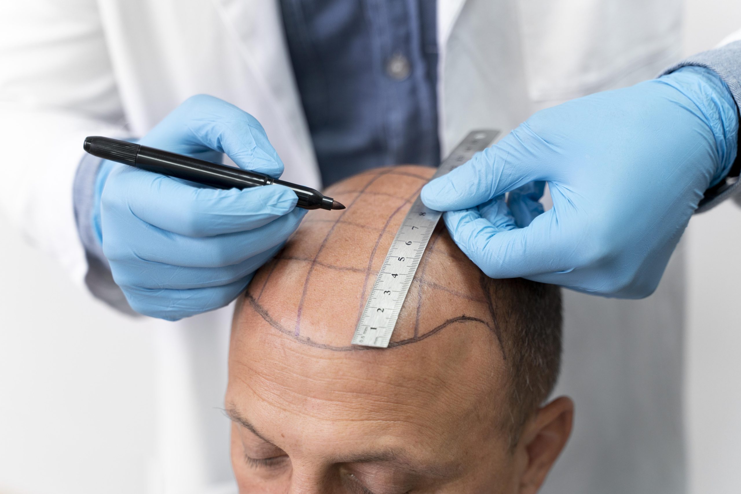 Measuring hairline before transplant